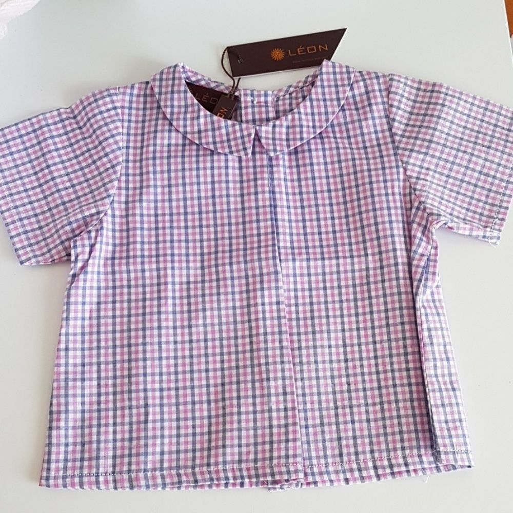 Gingham collar shirt